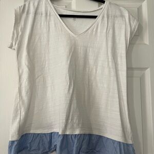 Loft Women's White V-Neck Layered Hem Top